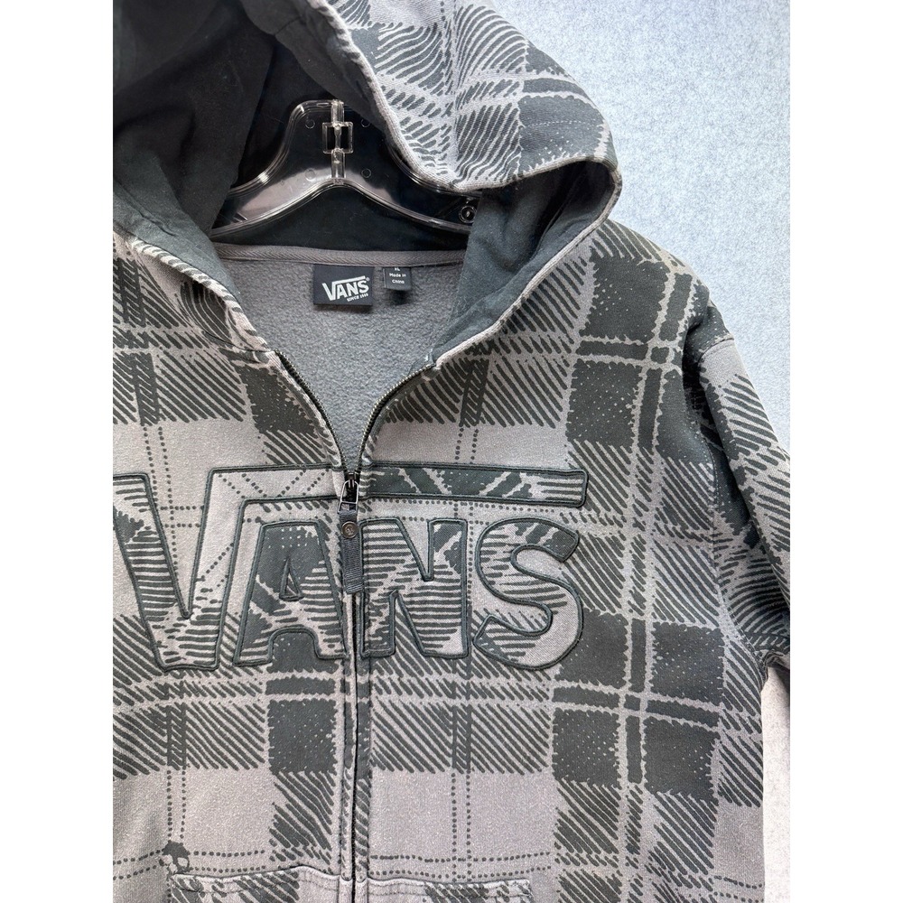 Vans Full Zip Jacket W/Hood Gray/Black Kids Xl
